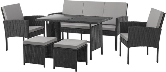 Svita Denver Poly Rotan Zitgroep – Lounge Set Zwart