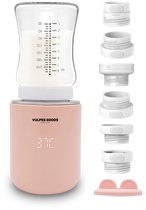 Vulpes Goods® BabyCare - Flessenwarmer Onderweg Max - Draagbare Baby Flessenwarmer - Intelligente Flesverwarmer - 4 Temperatuurniveaus - Incl. 6 Adapters - Draadloos - USB Oplaadbaar - 13.200 mAh - Roze