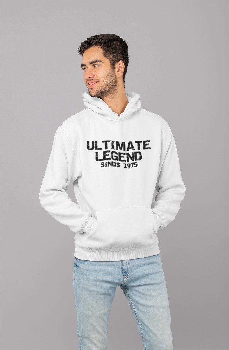 1975 Jaar Wit Hoodie heren - Maat L - Ultimate Legend - Verjaardag Cadeau Mannen - Limited Edition