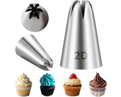 Grote Spuittips Set - 8-Puntige Roestvrijstalen Tuit - Roestvrijstalen Taartleidingen Kit - Druppelvorm Voor Cupcakes - 1 Stuks - Voor DIY-Bakkers - Roestvrij Staal