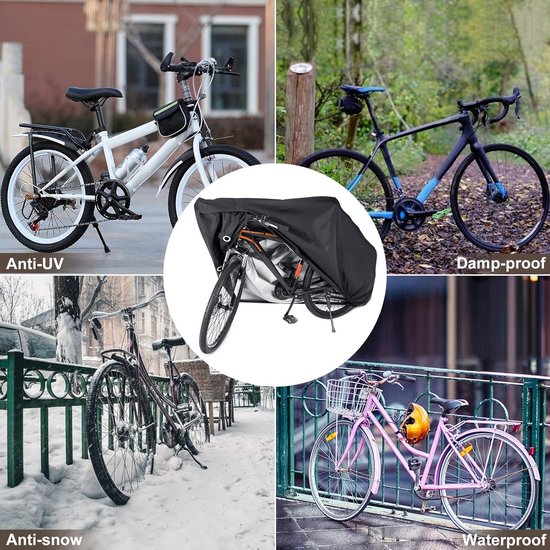 Fietshoes - fietshoes voor 2 fietsen waterdicht-fietshoes voor 1 fiets waterdicht-Waterdichte en winddichte fietshoes voor 2 fietsen (tot 29 inch - Mountainbike en Racefiets) - Zwart - 200 x 70 x 110 cm van DSHUJOYS — afbeelding 2