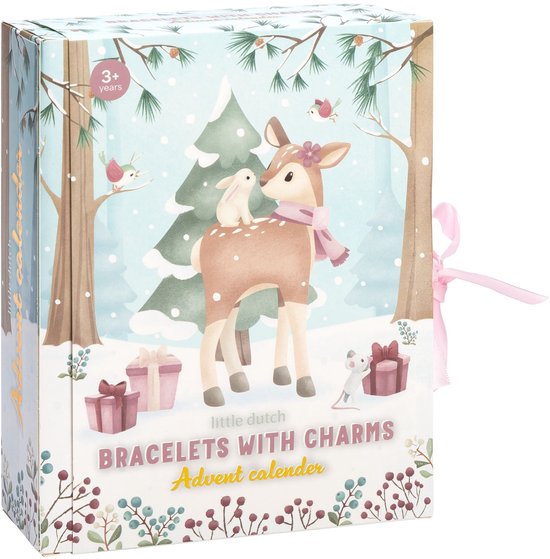 Little Dutch adventskalender met 24 vakjes met armbandjes, bedeltjes en stickers - creatief speelgoed - Bambolino Toys - kerst decoratie