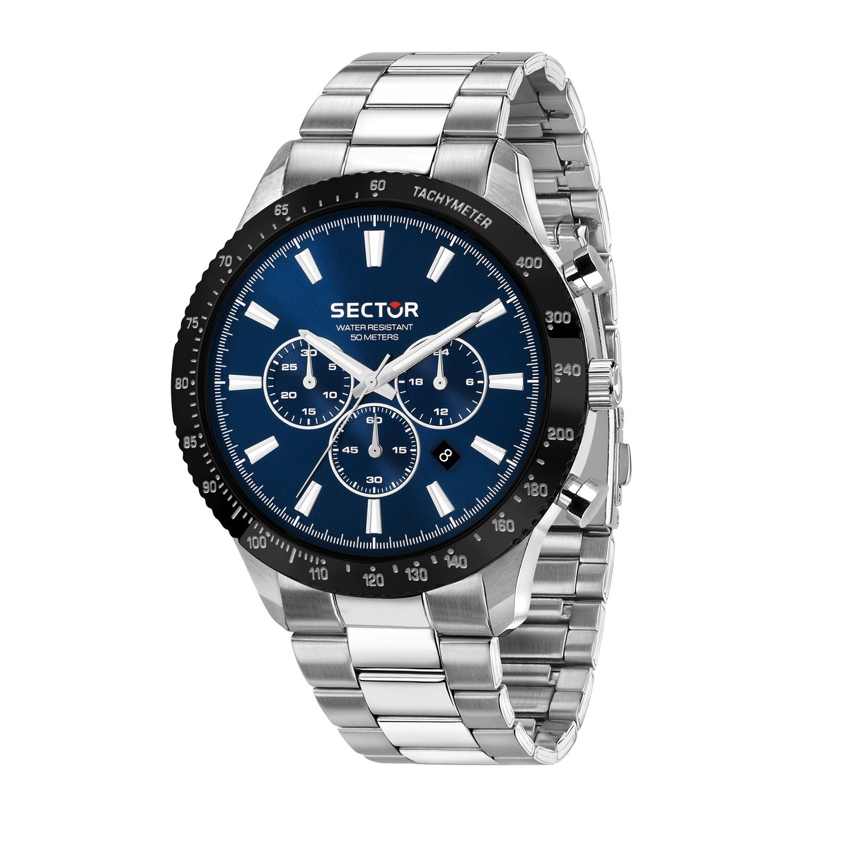 Sector - No Limit - R3273778008 - watch - chronograph - zilverkleurig - blauw - herenhorloge - 45 MM
