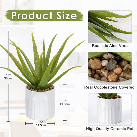 42 Cm Kunstplant In Pot - Kunststof Aloë Vera Plant Voor Woonkamer Balkon Slaapkamer Badkamer Kamer Tafeldecoratie