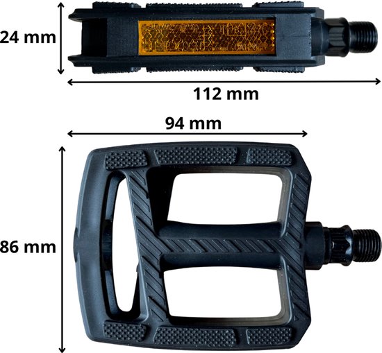 Fietspedalen - Anti-Slip Fietspedalen Set met Reflectoren - Zwart - Set Fiets Pedalen - Mountainbike Sport - Fietstrappers - Losse Trappers - 2 STUKS (Luxe Zwart) — afbeelding 3