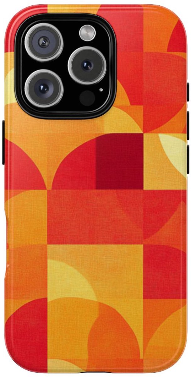 Geometrisch Rood- en Oranje-Patroon – Telefoonhoesje Geschikt voor iPhone 16 Pro