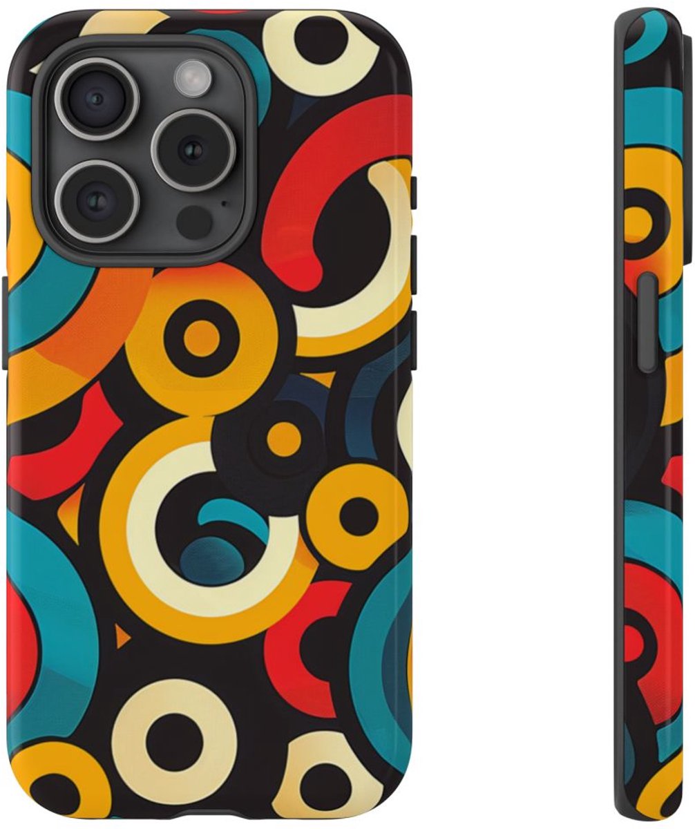 Kleurrijk Abstract Cirkelpatroon – Telefoonhoesje Geschikt voor iPhone 15 Pro