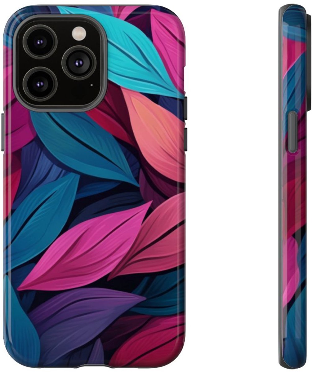Kleurrijk Abstract Bladerenpatroon – Telefoonhoesje Geschikt voor iPhone 14 Pro Max