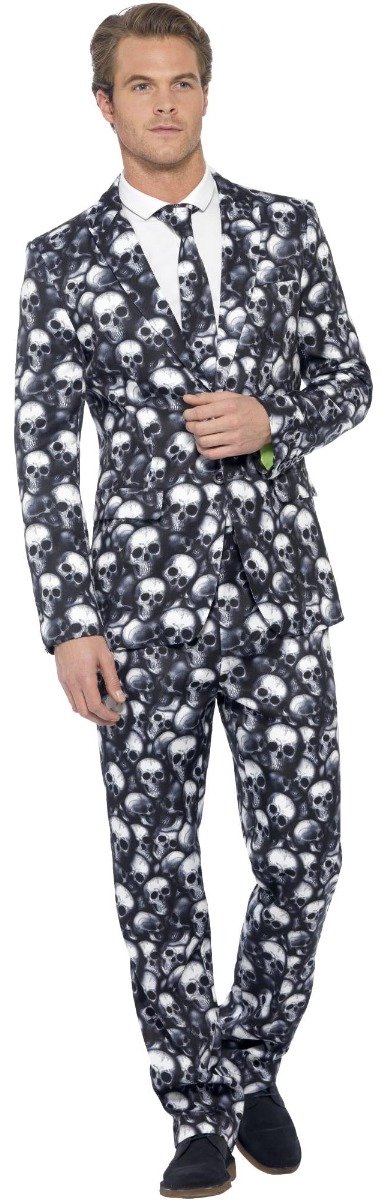 Smiffys Kostuum -L- Skeleton Suit Zwart/Wit