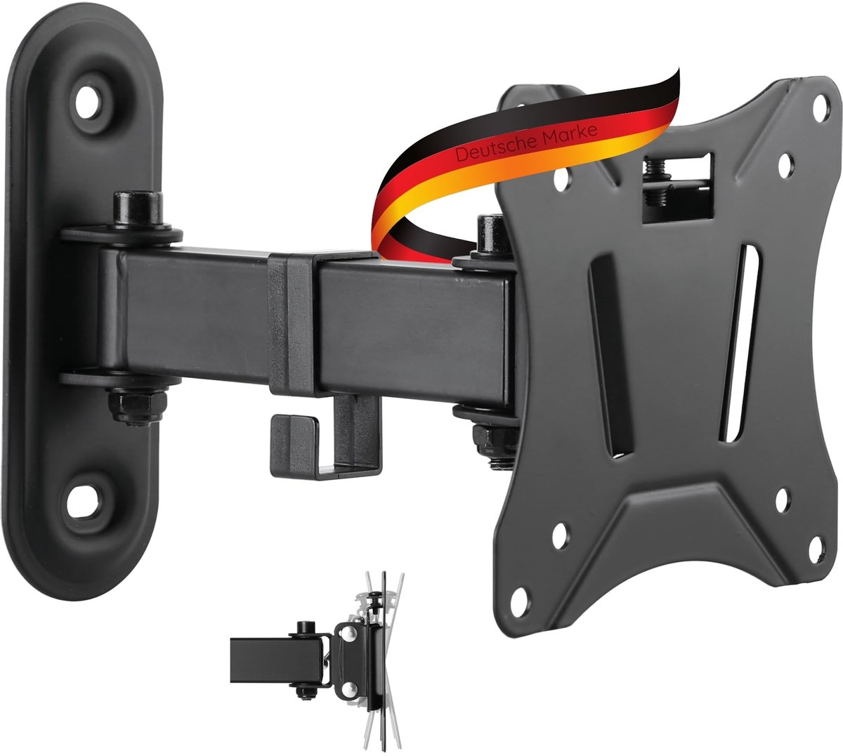 SCHWAIGER 9390 TV-muurbeugel voor 13-29 inch beeldschermen tot 25 kg, draaibaar, gepoedercoat, roestvrij aluminium, inclusief montagetoebehoren