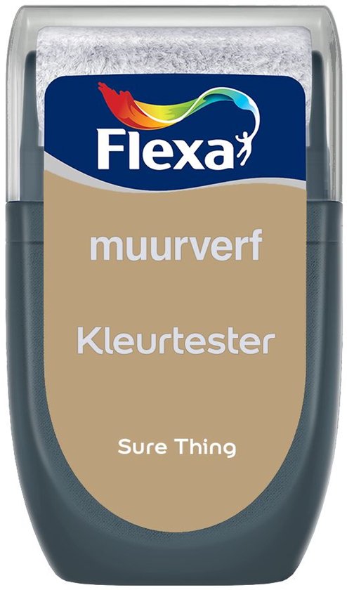 Flexa Kleurtester Muurverf Sure Thing 30 ML potje met Flexa logo en tekst.