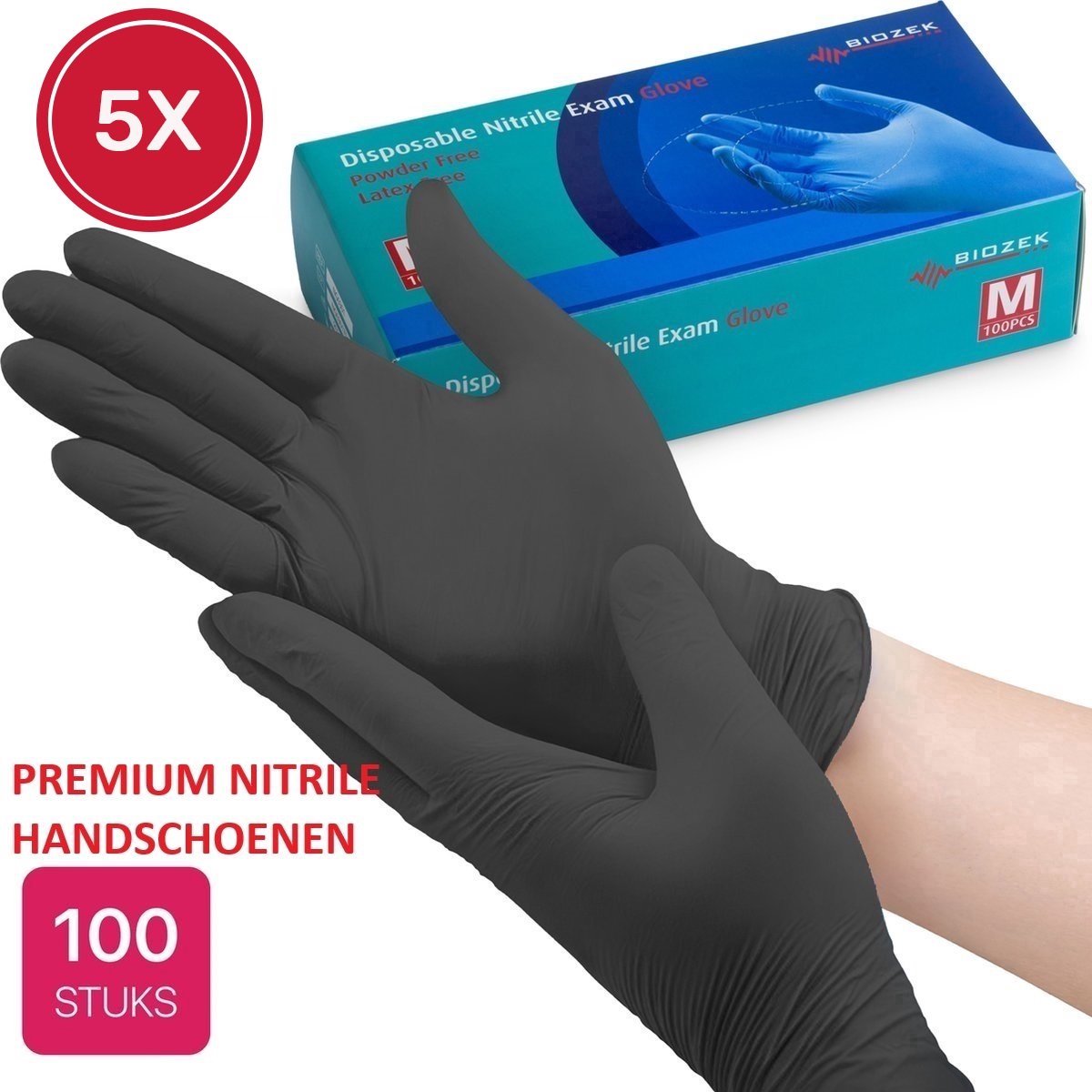 500x Premium Nitril Wegwerp Handschoenen Maat XL Zwart - Extra Sterk - Poedervrij - Latex Free - X Large - Biozek