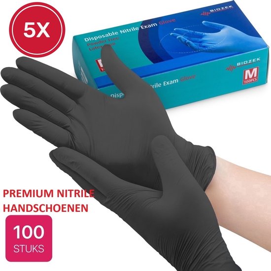 Lot de 500 Gants en Nitril de Premium , taille XL, Zwart , Extra résistants, sans poudre, sans latex, taille XL - Biozek