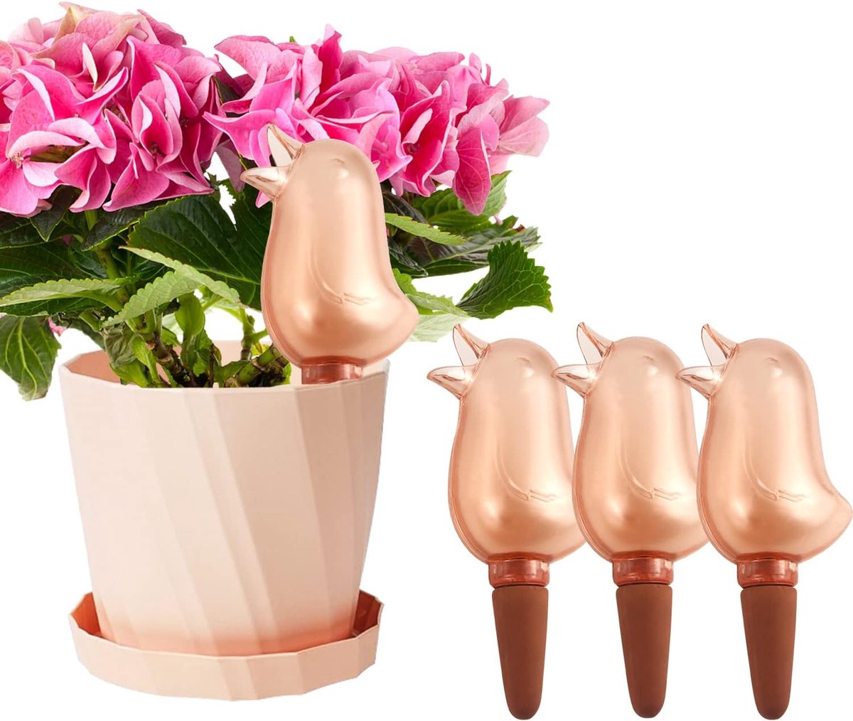 4-Pack - Automatische gieter in de vorm van een vogel - Zelf-aanzuigende gieter met pinnen voor kamerplanten - Luie gieter - Rood