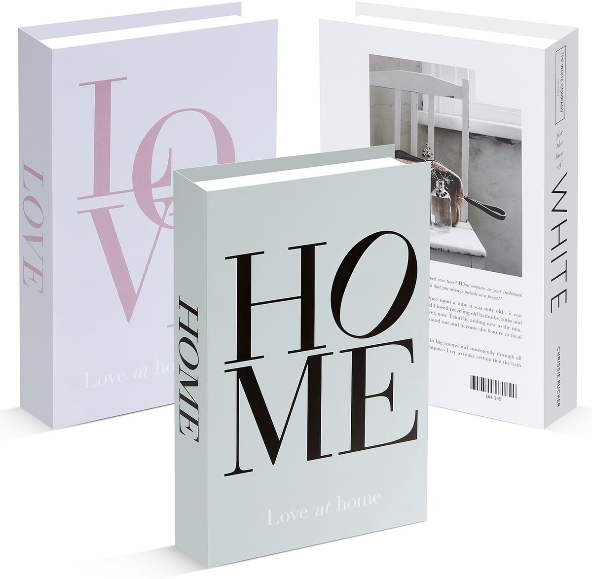 Ibenzoa Set van Drie Decoratieve Boeken met Opbergruimte voor Stijlvolle Interieurdecoratie in Huis of Kantoor Wit