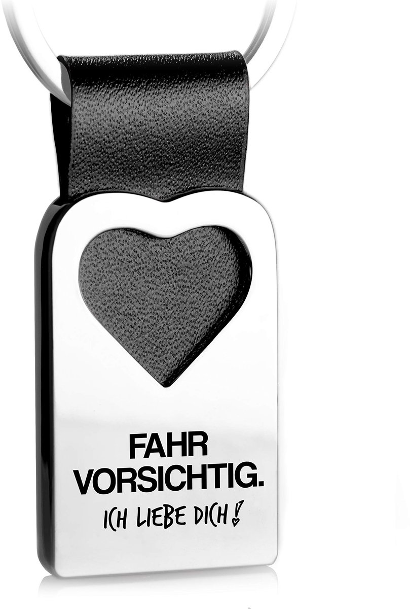 FABACH hart sleutelhanger met gravure van leer - auto geluksbrenger voor je favoriete persoon - Rijd voorzichtig, ik hou van je