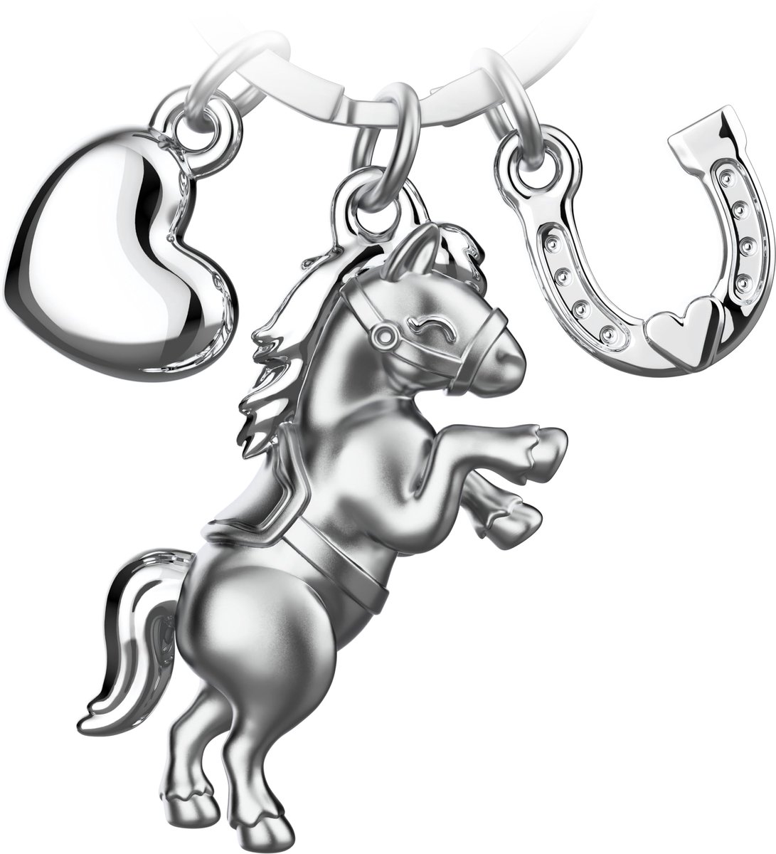FABACH Paarden sleutelhanger geluksbrenger met hart en hoefijzer - Hoefijzer geluksbrenger voor paardenliefhebbers - Paarden sleutelhanger cadeau