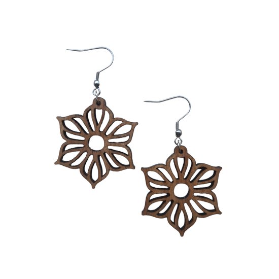 Spirit&Pine - Floralis Mandala - Boucles d'oreilles en bois - Boucles d'oreilles géométriques - Boucles d'oreilles pendantes bohèmes - Style Boho - Afromosia