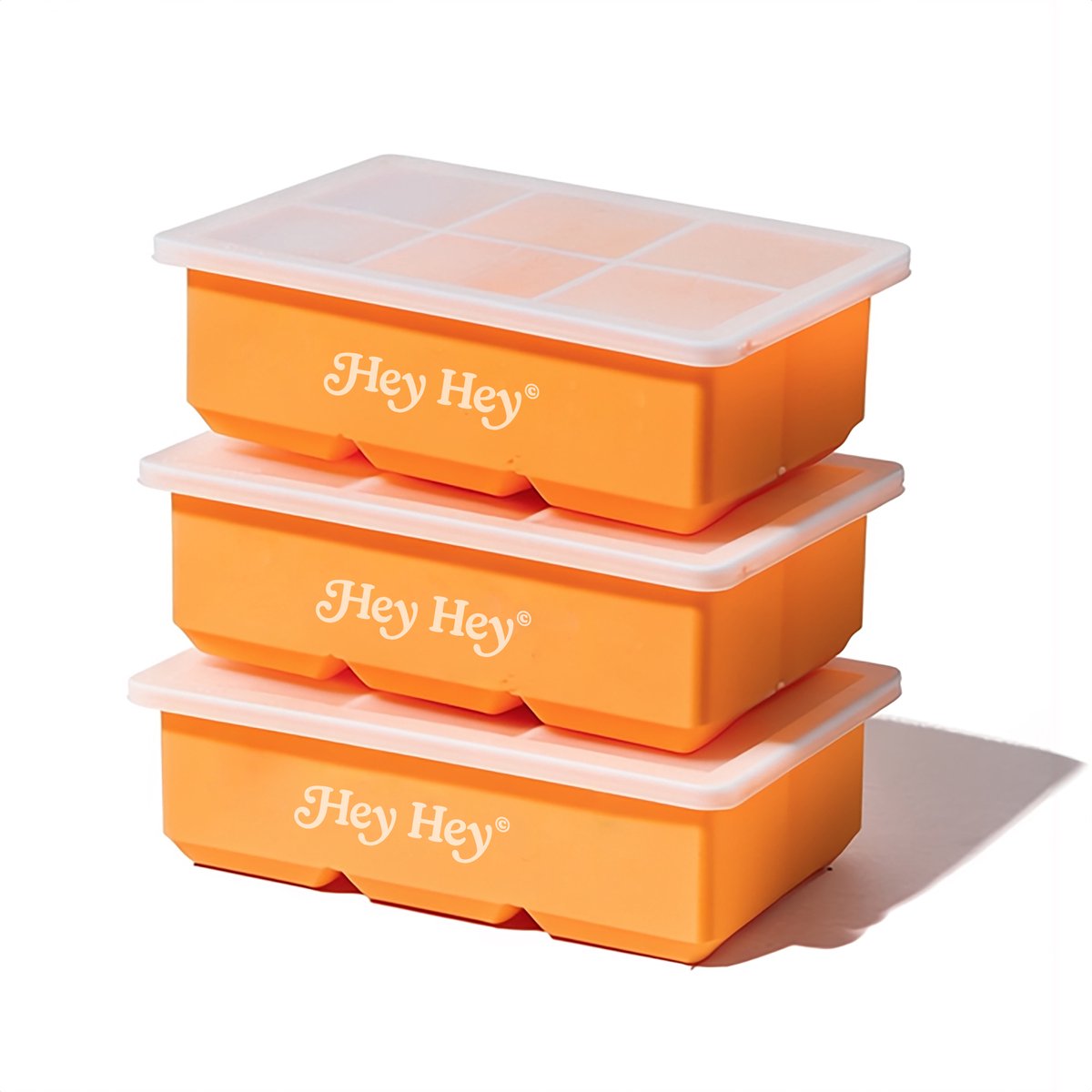 Hey Hey® IJsblokjesvorm met Deksel – BPA-vrij Siliconen – Set van 3 Grote Vormpjes - Fruit ijsblokjes