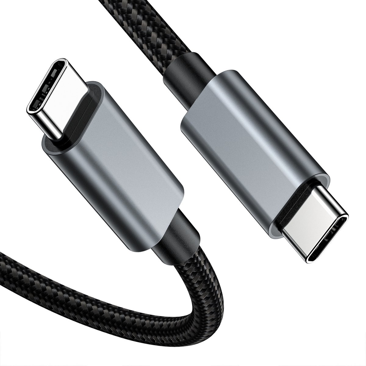 Nereb - USB-C naar USB-C Kabel 3 Meter – 10 Gbps – 100W Snelladen – E-Marked – Gevlochten Nylon – Zwart – USB 3.1 Gen 2