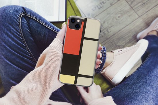 Coque iPhone 13 mini - Composition avec rouge, noir, bleu - Piet Mondrian - Siliconen