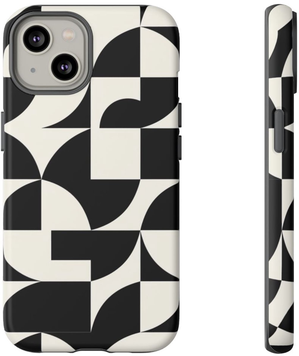 Zwart-Wit Geometrisch Abstract Patroon – Telefoonhoesje Geschikt voor iPhone 14