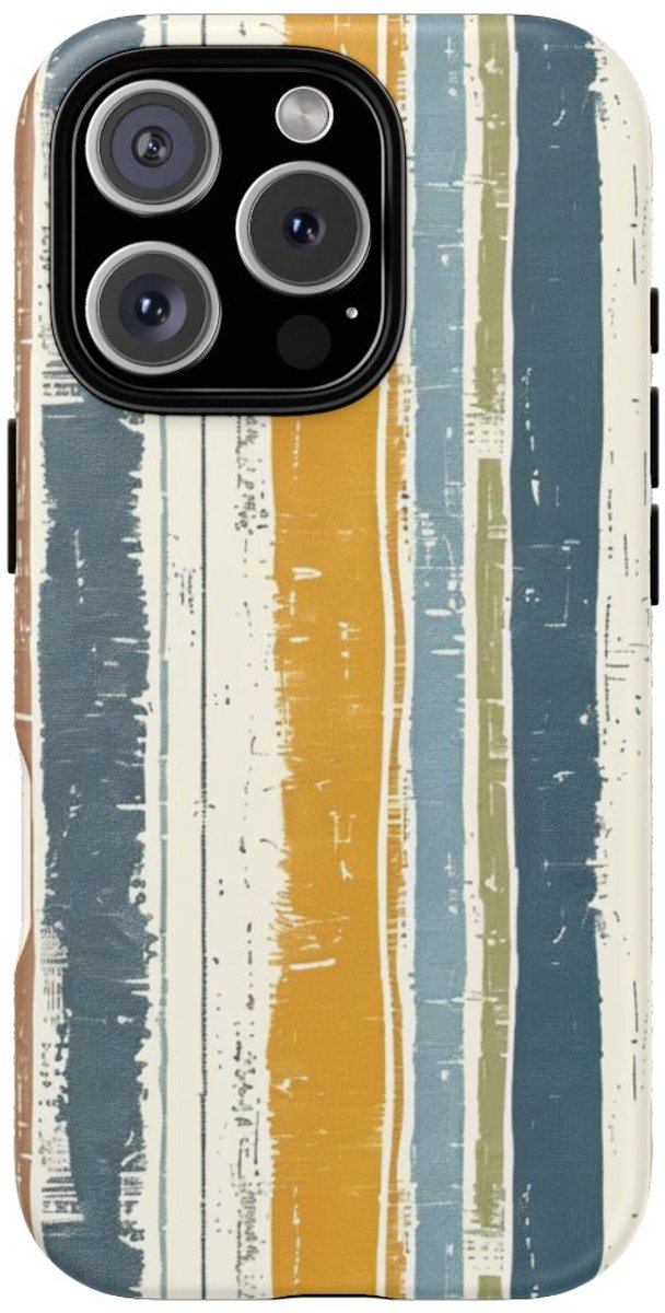 Rustiek Gestreept Linnenpatroon – Telefoonhoesje Geschikt voor iPhone 16 Pro