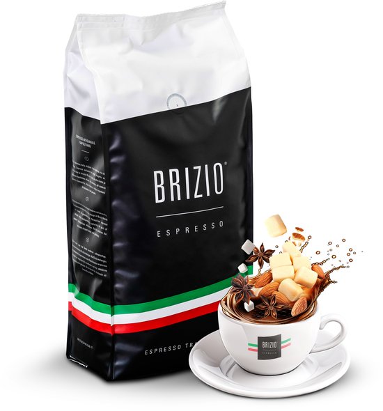 Brizio Espresso – Premium Italiaanse Koffiebonen – 1kg – Donkere Napolitaanse Branding met Chocolade, Hazelnoot & Karamel