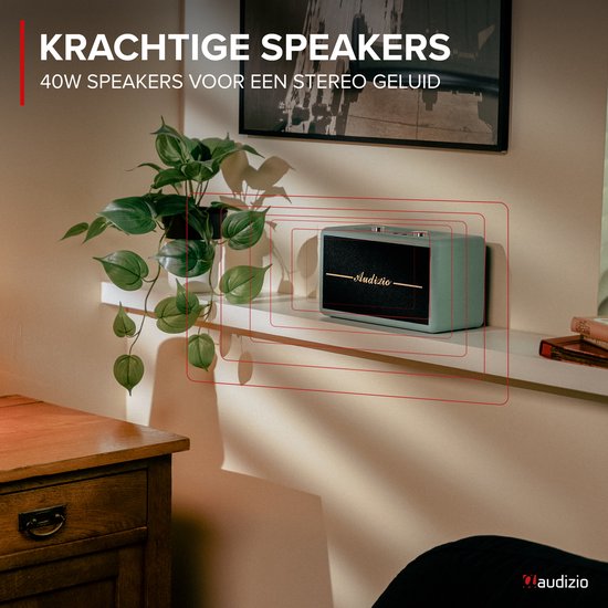 Retro speaker - Audizio Tune60 - Bluetooth speaker - Met afstandsbediening - 40W - Blauw van Audizio — afbeelding 5