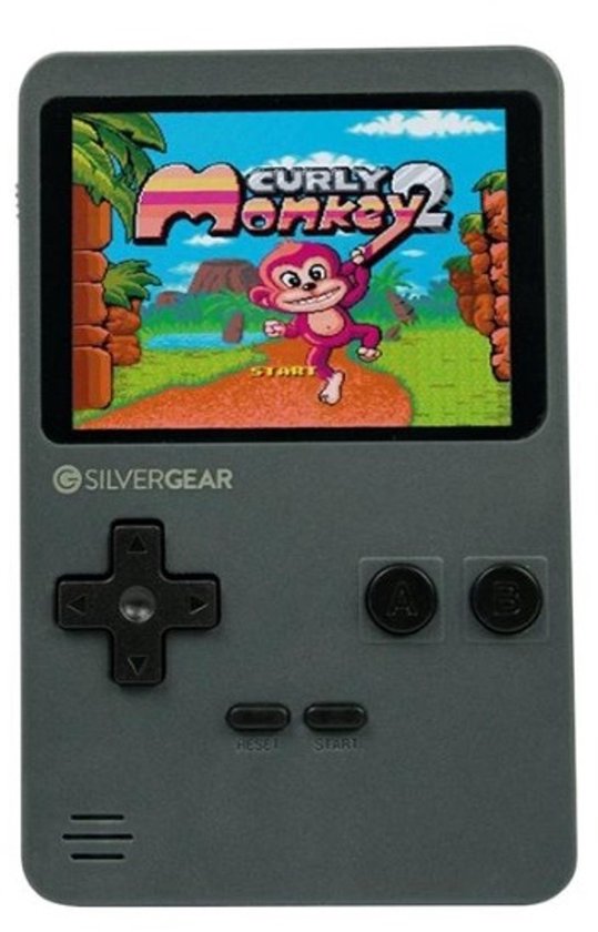 Silvergear Mini Console de jeu d'arcade rétro - Gris - Écran 2,8 pouces - 240 jeux