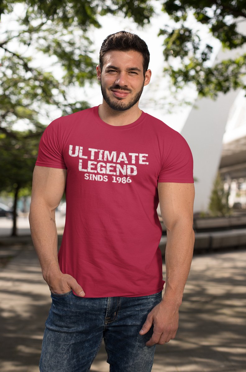 1986 Jaar Rood T-shirt heren - Maat M - Ultimate Legend - Verjaardag Cadeau Mannen - Limited Edition