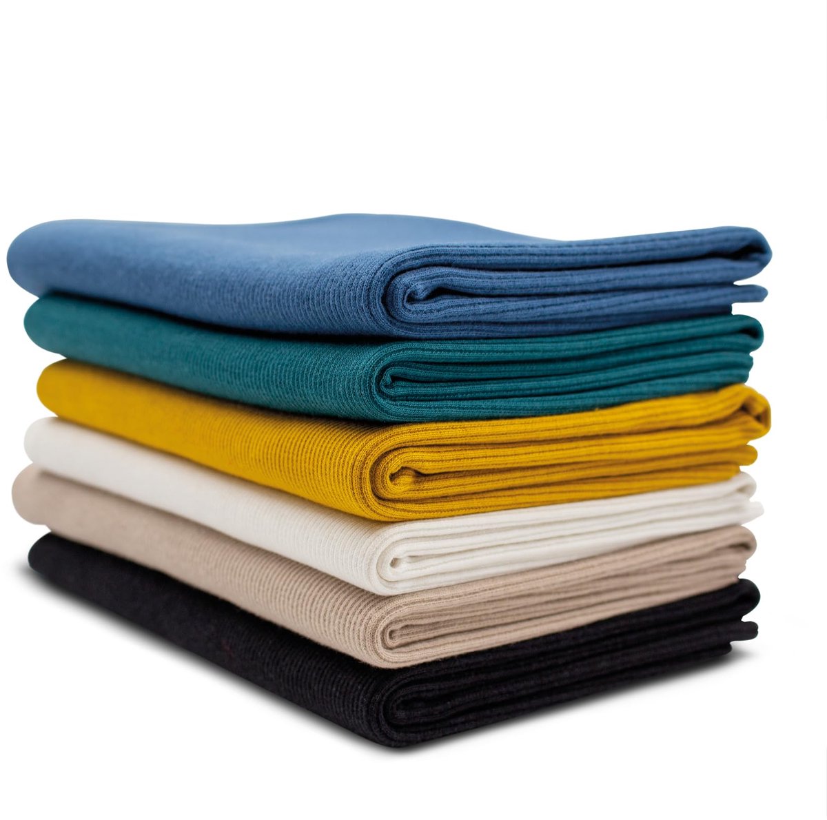 5x 0,25m manchettenstofset buisvormige stof 95% katoen, 5% elastaan selectie jersey (RIB Bunt1, set van 5)