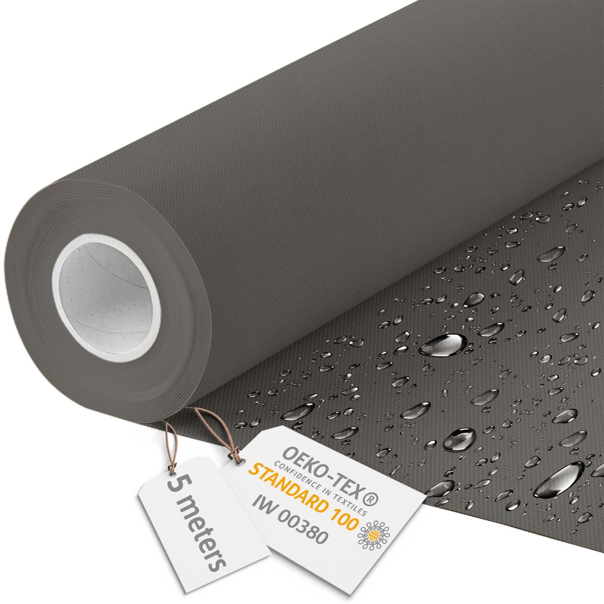 DreamRoots Canvas Waterdicht - Meubelstof per meter 160 cm breed - Waterafstotende stof 220 g/m2 600D - Luifelstof Waterdicht per meter Grijs 5M
