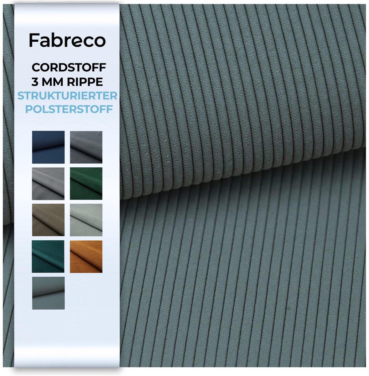 Fabreco Corduroy Stof per Meter TORANOS (100 cm x 142 cm) – Gewicht 330 g/m² – Fijne Corduroy Stof per Meter voor Banken & Stoelen – Meubelstof voor Meubelstof – Meubelstoffen, Decoratiestoffen & Doe-het-zelf Stoffen (Turkoois)