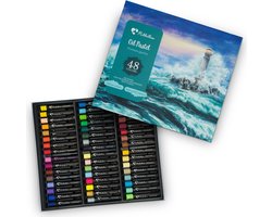 Mikkelhus Oliepastelkrijt - Krijtdoos met 48 diverse kleuren - Krijtjes met een zachte textuur voor soepel gebruik - Makkelijk te mengen en blenden -…