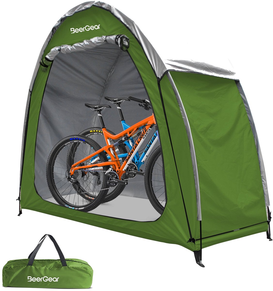 Bol.com BeerGear Fietstent met afneembare regenhoes - Schuurtent Camping - Opbergtent - Groen aanbieding
