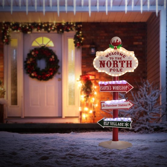Panneau de Décorations de Noël 95 cm 59 LED colorées intérieur/extérieur Pôle Nord Résistant aux intempéries