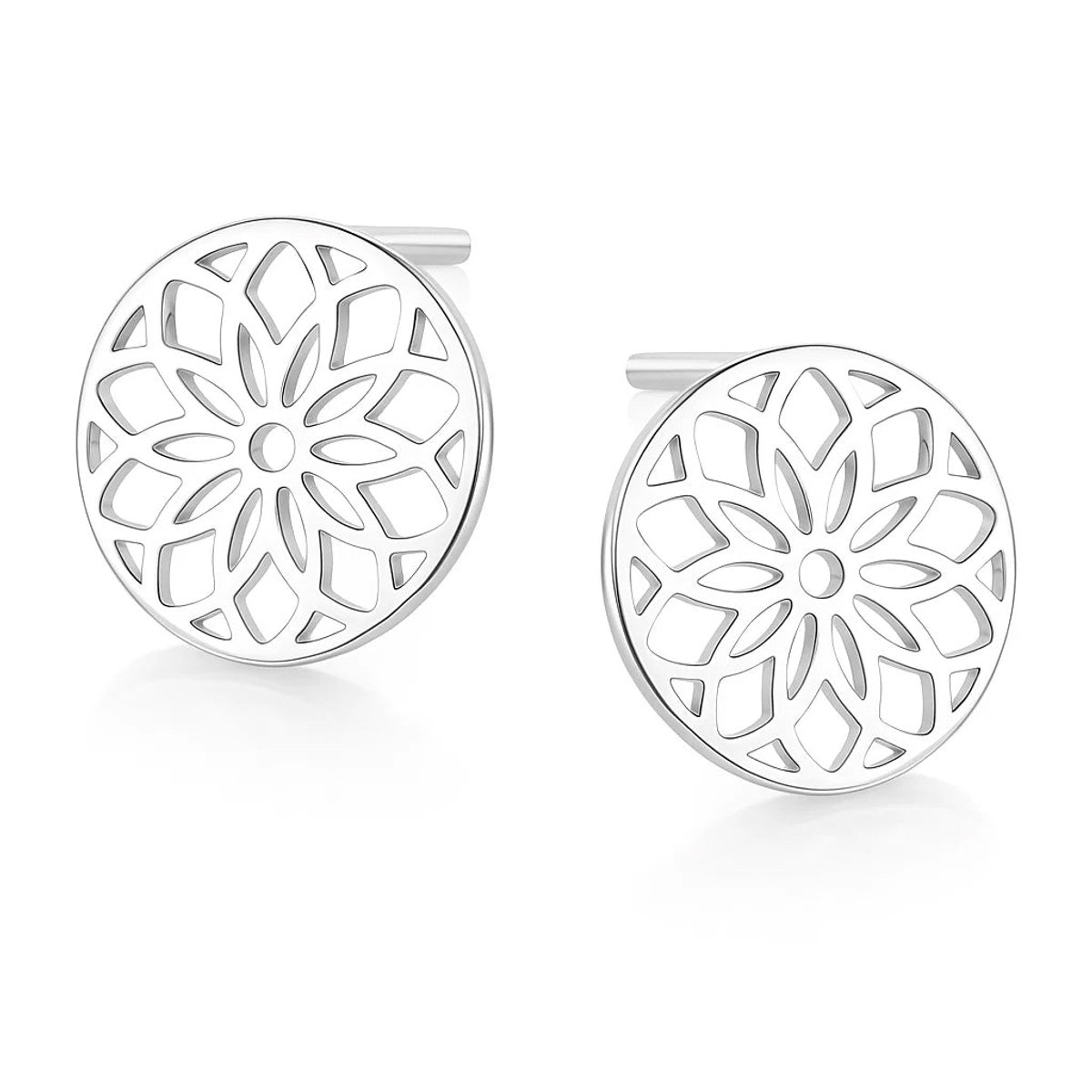 Zilveren mandala oorknopjes – ingewikkeld rond filigraanpatroon – echt zilver