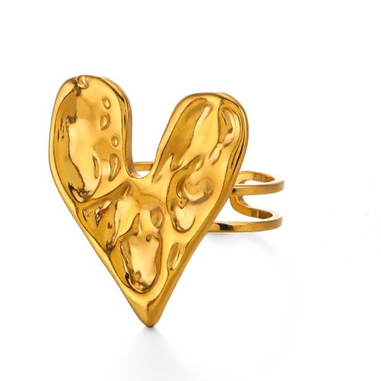Luxxie statement ring-hart ring goud-stainless steel ring-kado voor haar -kerst kado-hypoallergeen