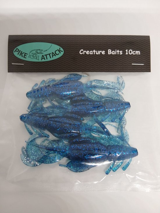 PikeAttack-Creature bait-Set 4 stuks-Roofvissen-Carolinarig-texasrig-Creaturebait-Softbait-Crawfish van Alwonder — afbeelding 2