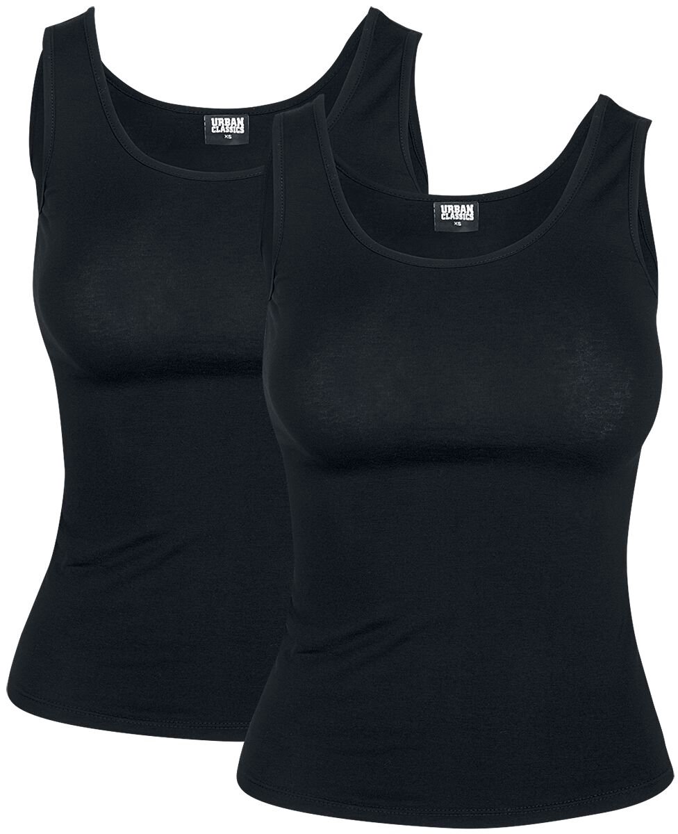 Urban Classics 2-Pack Basic Stretch Dames Top - zwart - 5XL