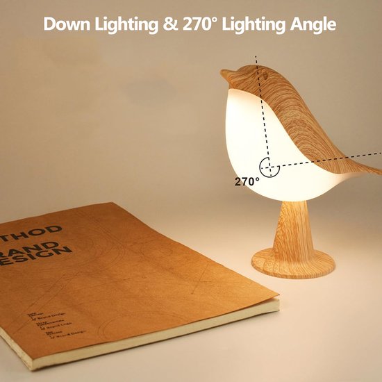 Rosnek Vogel Slaaplamp - Draadloze Nachtlamp met Touchbediening - Dimbare - 3 Kleuren & USB Oplaadbaar - Bedlamp - Nachtlampje baby - Sfeerverlichting voor Slaapkamer, Bureau van Rosnek — afbeelding 3