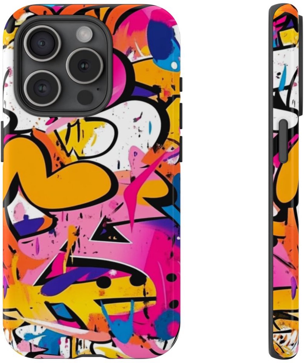 Kleurrijke Abstracte Graffiti Kunst – Telefoonhoesje Geschikt voor iPhone 15 Pro