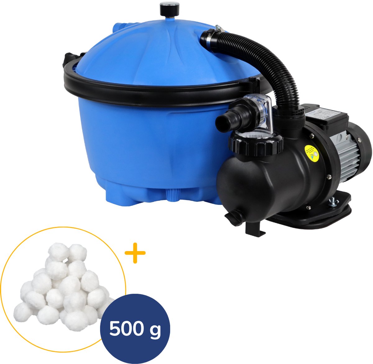 Comfortpool FuzzyClean 7000 filterpomp | Zwembadfilterpomp | 5500 l/u | Voor zwembaden tot 27.500 liter | Voordeelpakket incl. filterbollen | Zeer efficiënte waterfiltratie | Zelfaanzuigende pomp mét voorfilter