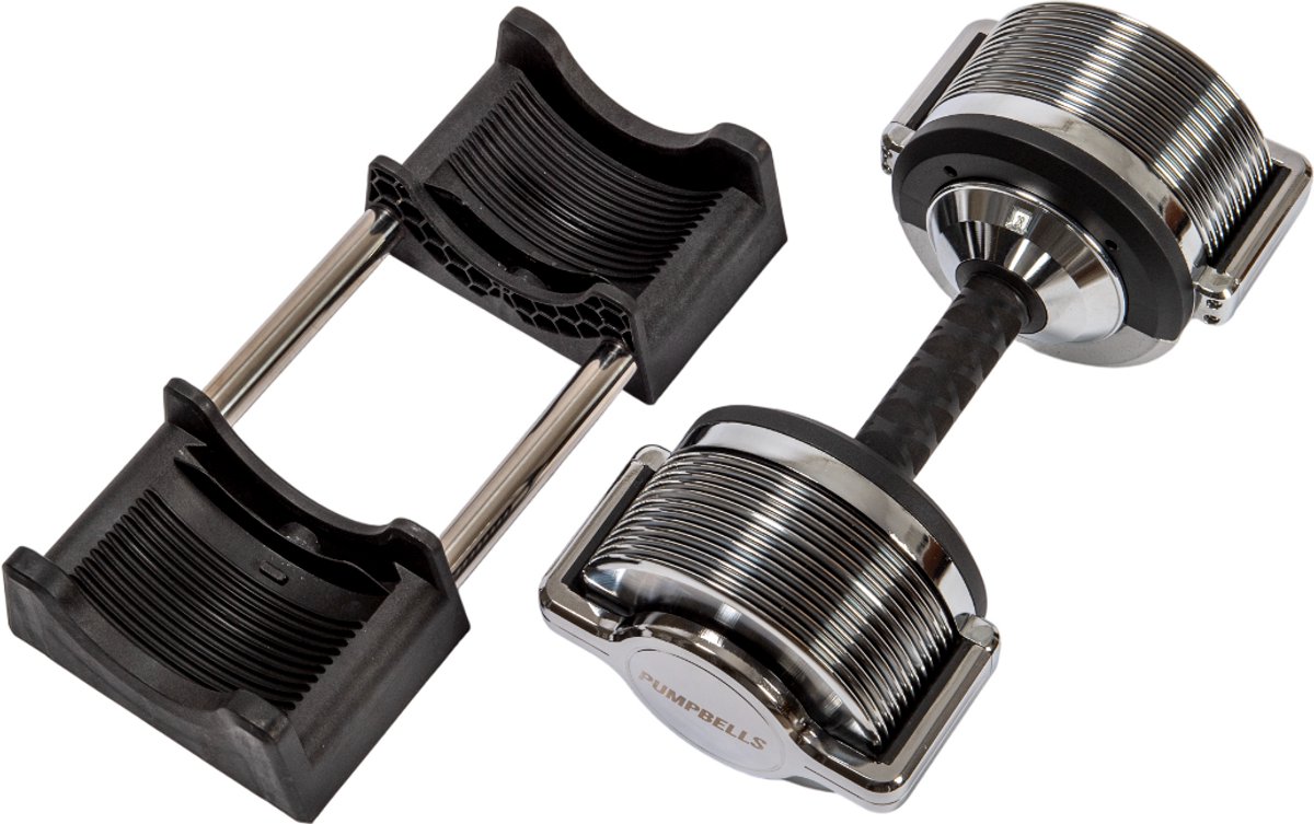 Verstelbare dumbbell - Verstelbare dumbells - 3kg t/m 28kg - 26 DUMBBELLS IN ÉÉN! - Gewichten - Halters - 1 Stuk - Met compacter handvat PUMPBELLS.com – foto 5