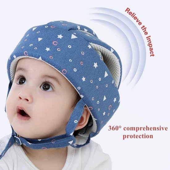 Orzbow Veiligheidshelm Voor Baby, Hoofdbeschermer Voor Babys met Kniebeschermers, Ademend Babyhelm met Hoofdbescherming, Ideaal Voor Kruipen en Lopen, Verstelbaar, Witte Dinosaurus