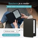 Zwarte e-reader in een zwarte hoes met "MyStories" logo