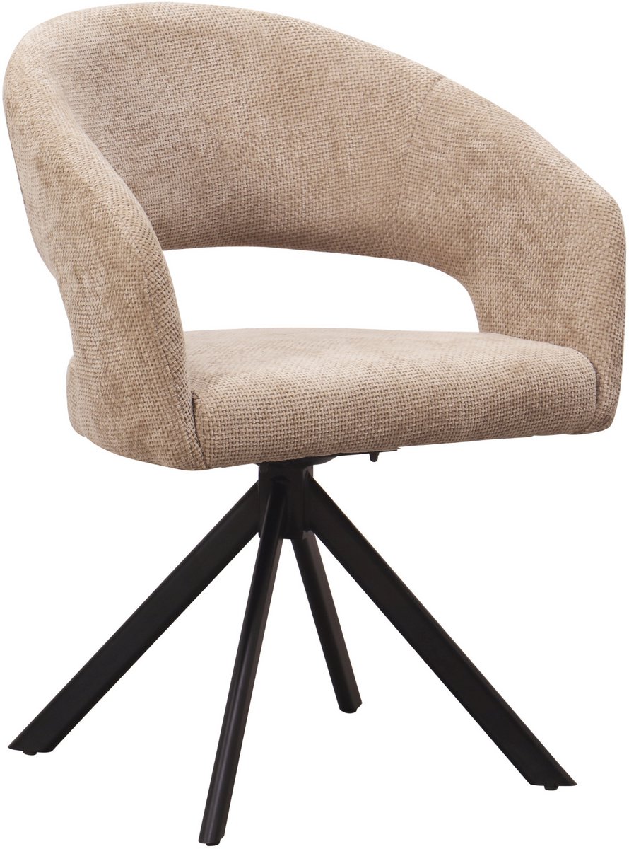 Ams Living® Eetkamerstoel Draaibaar | Ronde afwerking | Stof | Kleur Taupe Zand Bruin | Eettafel Stoelen | Design Stoelen Eettafel