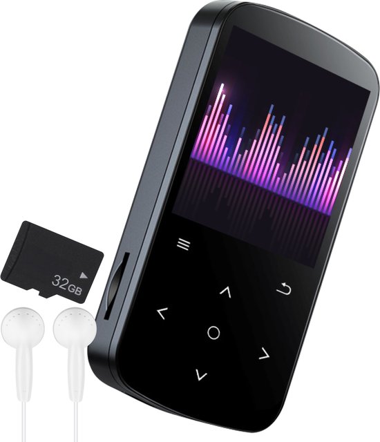 Nuvance MP3 Speler met Bluetooth - Touchscreen - Incl. Oordopjes & 32GB SD Kaart - Voice Recorder Digitaal - Zwart