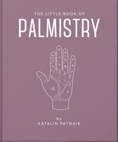 The Little Book of Palmistry door Katalin Patnaik. Paarse kaft met een witte lijntekening van een hand met tekens.